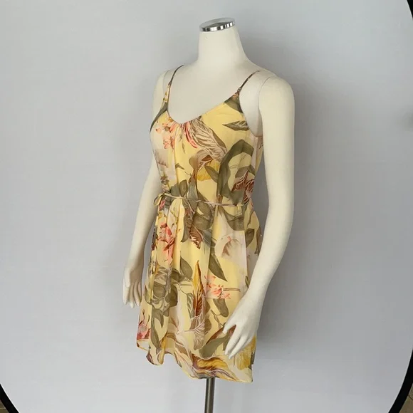 NWOT WHBM Yellow Tropical Print Slip Dress Size 0 - Picture 5 of 15